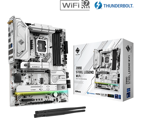 ASRock Z890 Steel Legend WiFi Mainboard, Sockel LGA 1851, Intel Z890, ATX, DDR5-90-MXBPF0-A0UAYZ